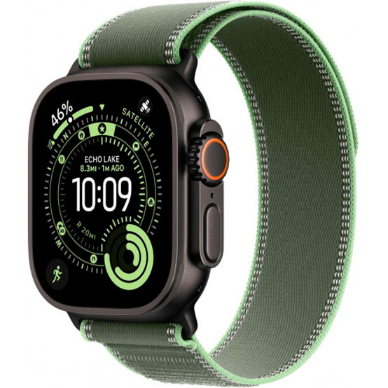 Apple Watch Ultra 3 LTE 49 мм Чёрный / Зелёно-неоновый Trail Loop (M/L) MG9P4