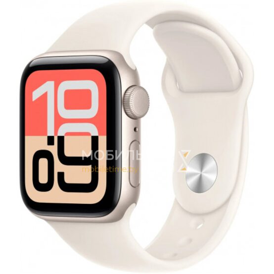 Apple Watch SE 3 40 мм (алюминиевый корпус, звездный свет/звездный свет, спортивный силиконовый ремешок M/L)