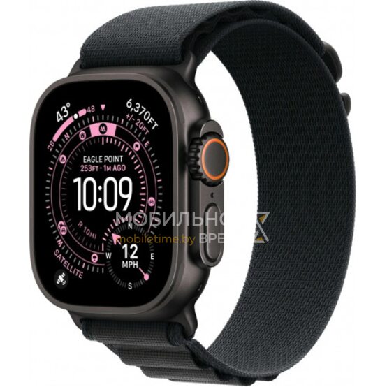 Apple Watch Ultra 3 LTE 49 мм (титановый корпус, черный/черный, текстильный ремешок размера M)