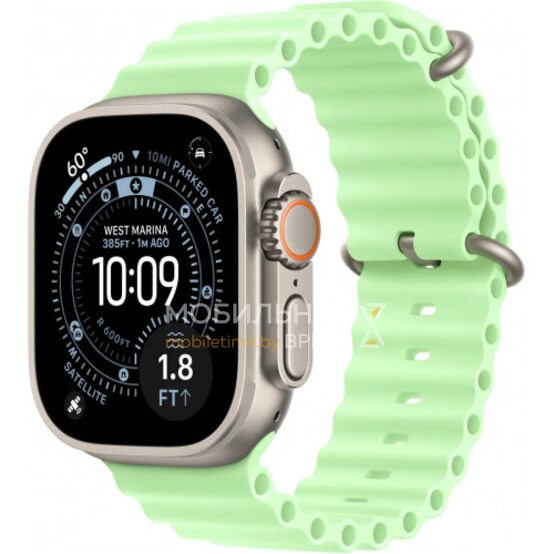 Apple Watch Ultra 3 LTE 49 мм (титановый корпус, природный/салатовый, ремешок из эластомера)