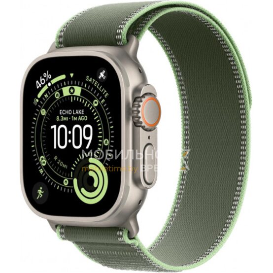 Apple Watch Ultra 3 LTE 49 мм (титановый корпус, природный/зеленый, нейлоновый ремешок размера M/L)