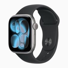 Apple Watch Series 11 42 мм (алюминиевый корпус, космический серый/черный, спортивный силиконовый ремешок M/L)