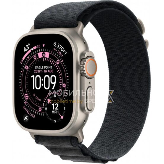 Apple Watch Ultra 3 LTE 49 мм (титановый корпус, природный/черный, текстильный ремешок размера L)