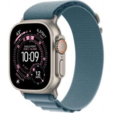 Apple Watch Ultra 3 LTE 49 мм (титановый корпус, природный/голубой, текстильный ремешок размера L)
