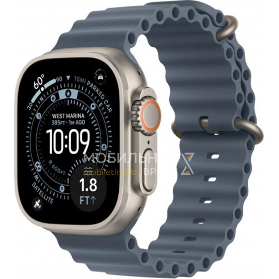 Apple Watch Ultra 3 LTE 49 мм (титановый корпус, природный/синий, ремешок из эластомера)