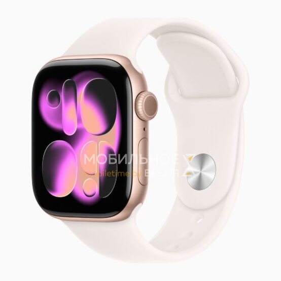 Apple Watch Series 11 42 мм (алюминиевый корпус, розовое золото/легкие румяна, спортивный силиконовый ремешок M/L)