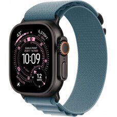 Apple Watch Ultra 3 LTE 49 мм (титановый корпус, черный/голубой, текстильный ремешок размера L)